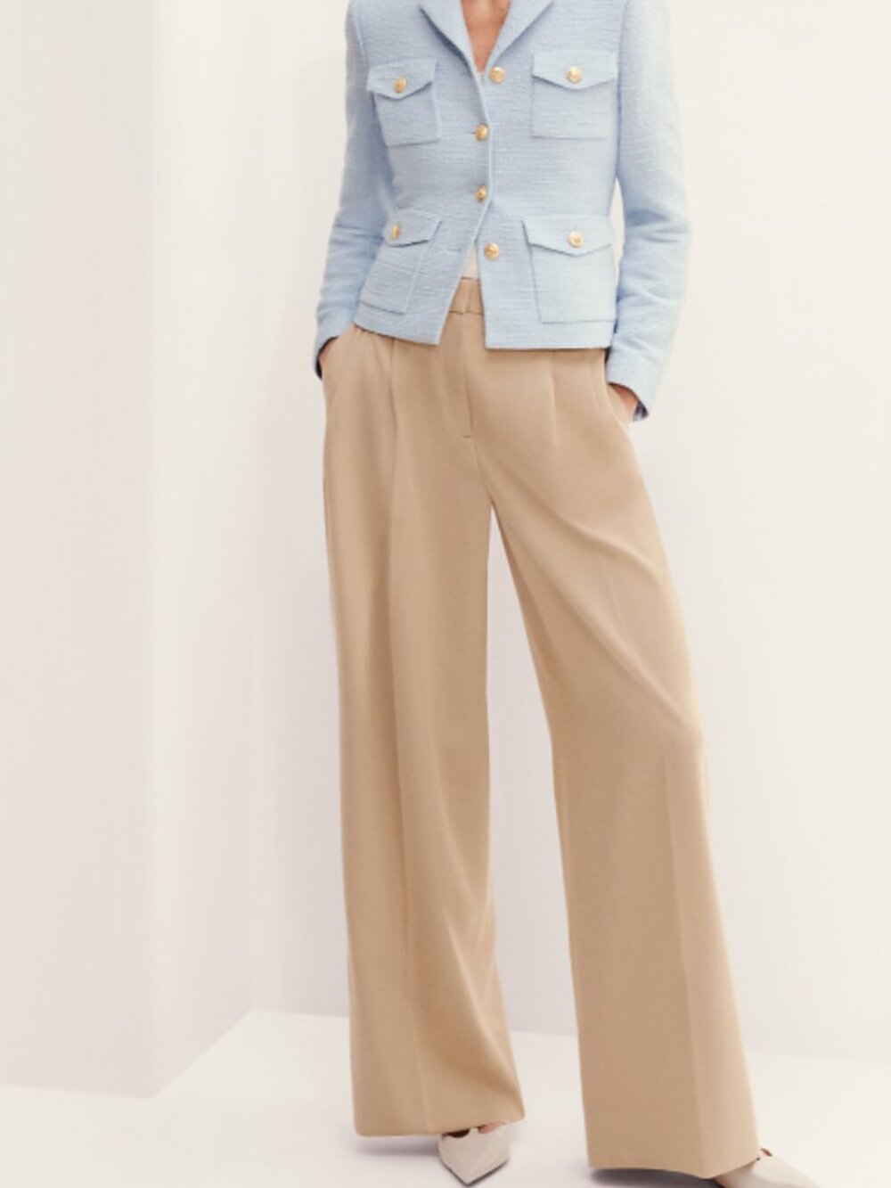 Ann Taylor Pleated Wide Leg High Rise Trousers Baguette NWOT - Women's 6P